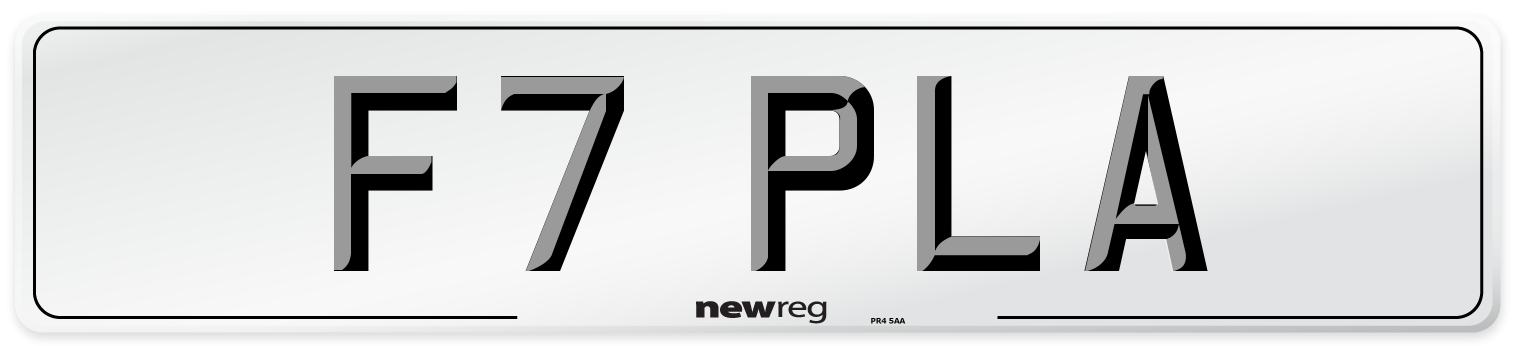 F7 PLA Number Plate from New Reg